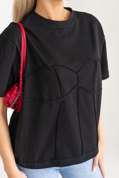 Juodi marškinėliai CORSET