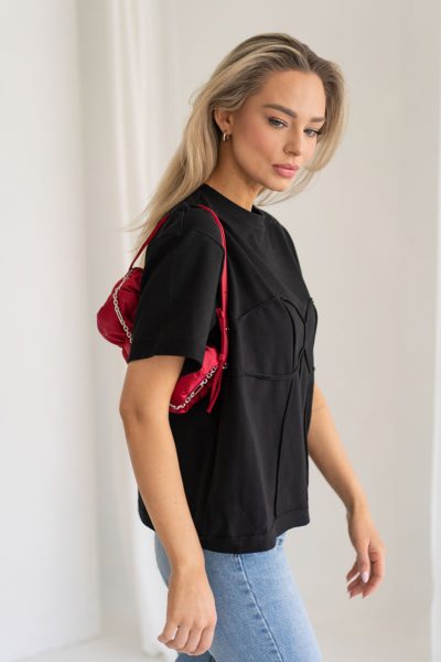 Juodi marškinėliai CORSET